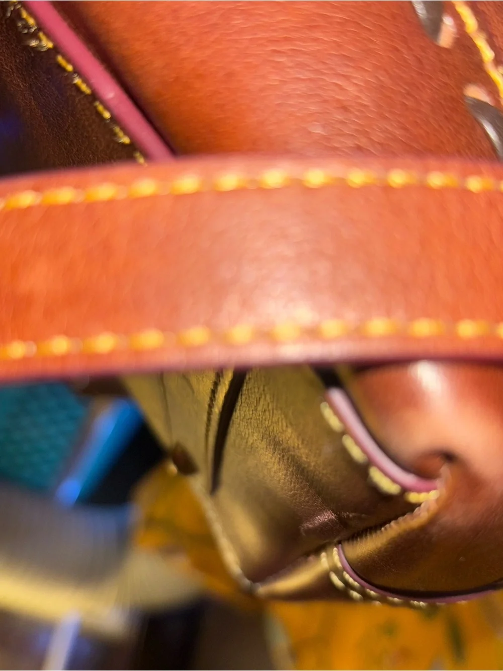 Dooney & Bourke Chestnut Brown Florentine Leather Whipstitch Satchel Bag